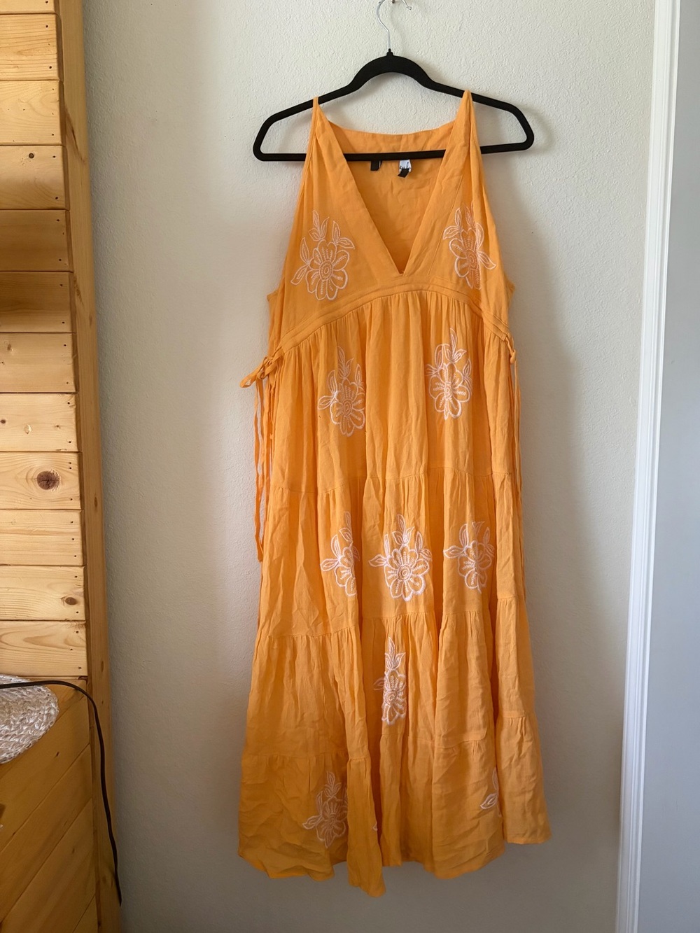 Lulu's Orange Floral Embroidered V-Neck Maxi Dress XL